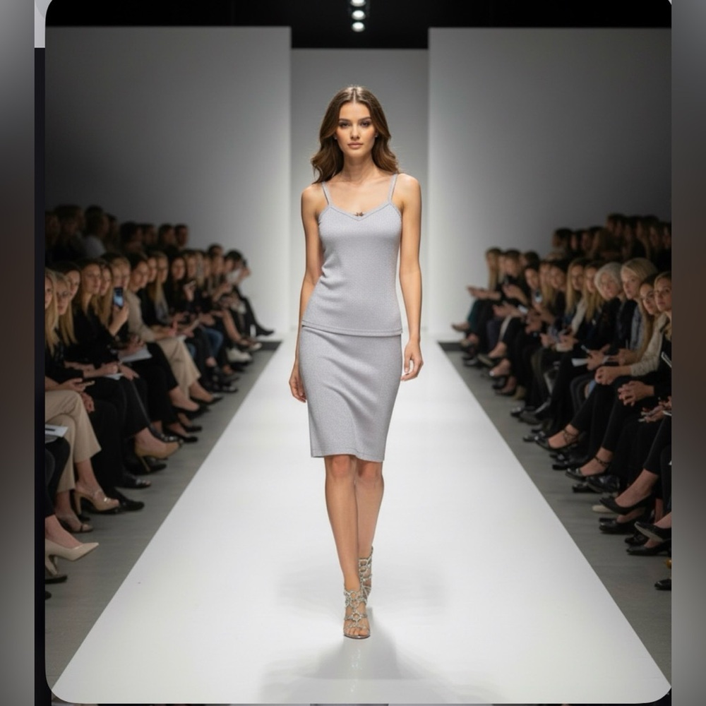 ✨ Simon Chang Designer Knit Camisole & Skirt Set – Elegant 2 Piece Outfit ✨